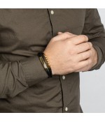 LEATHER BRACELET PEARL GOLD